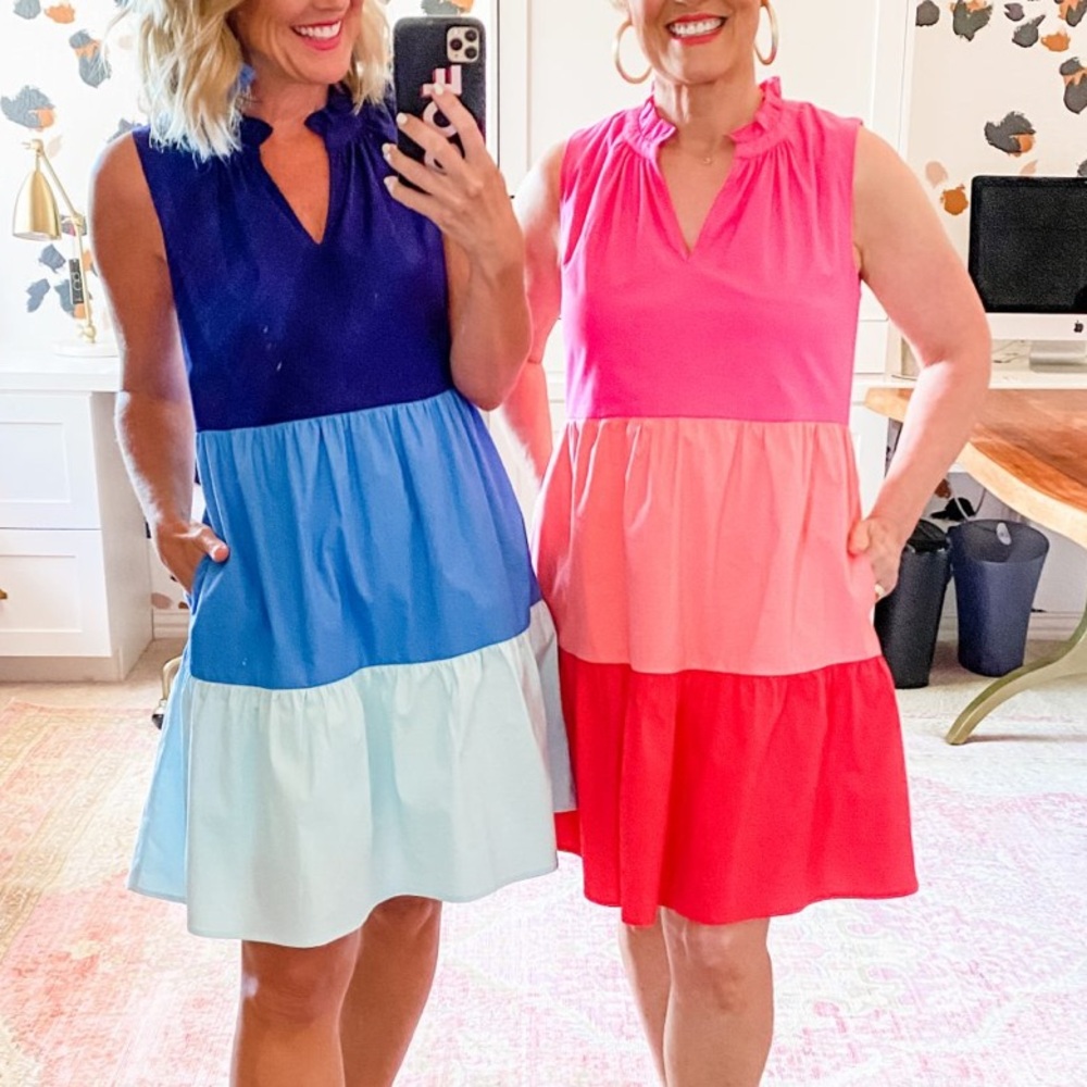 NWT Gibson x Hi Sugarplum Flamingo Color block Minidress. Sz Small
